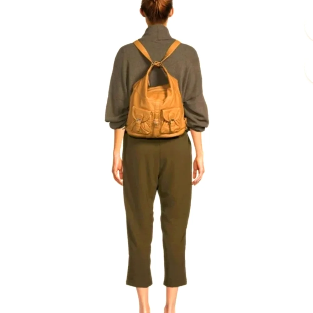NWT AMPERE CREATIONS Janey Jane Convertible Backpack Mustard Yellow Gold
